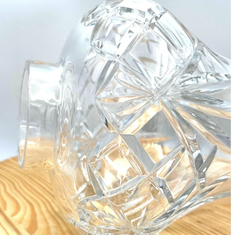 Vtg 1998 Royal Gallery Lead Crystal Hurricane Shade Only Poland Cross Hatch top